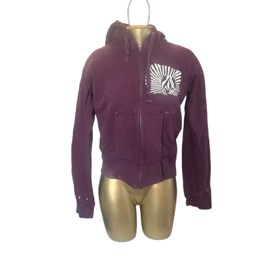 Volcom Vintage "Kiss Don't Kill" Zip-up Maroon Hoodie
